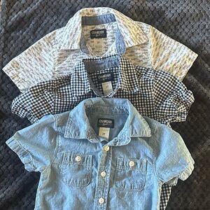 OshKosh B'gosh Kids' Denim, Shark Print and Checkered Navy Button Down Shirts